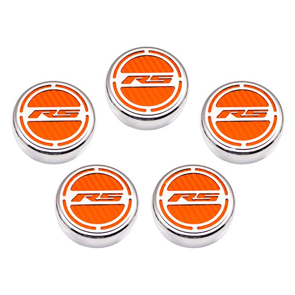 American Car Craft® - Brushed Cap Cover Set with Orange RS Logo