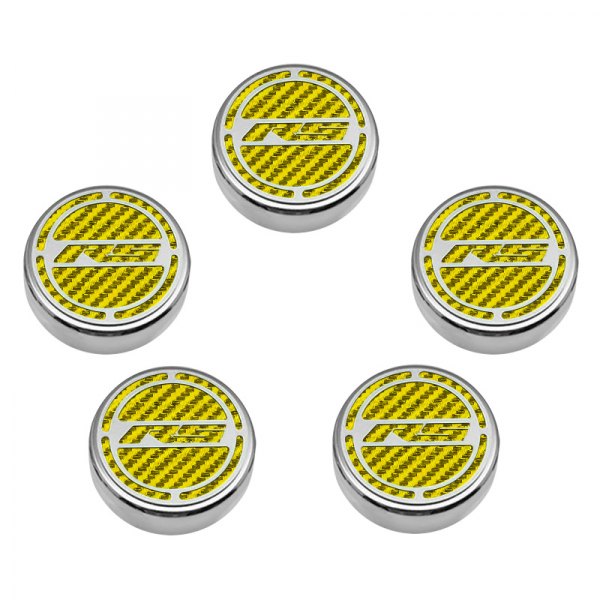 American Car Craft® - Brushed Cap Cover Set with Yellow RS Logo