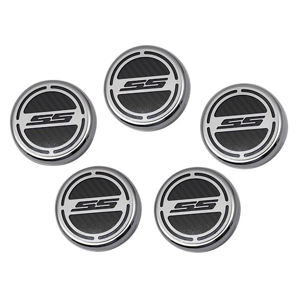 American Car Craft® - Brushed Cap Cover Set with Black SS Logo