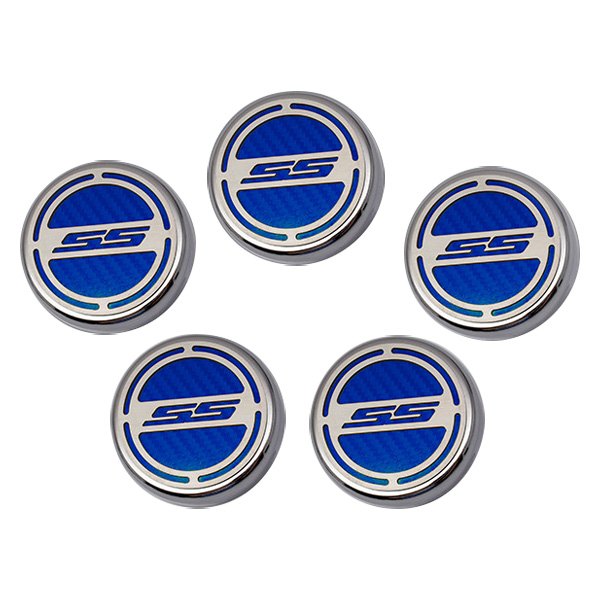 American Car Craft® - Brushed Cap Cover Set with Blue SS Logo