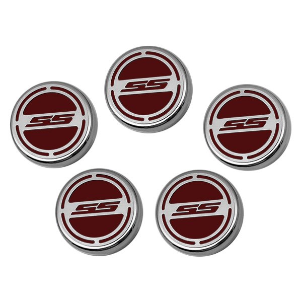 American Car Craft® - Brushed Cap Cover Set with Garnet Red SS Logo