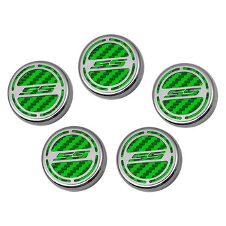 ACC® - Brushed Cap Cover Set with Green Carbon Fiber SS Logo