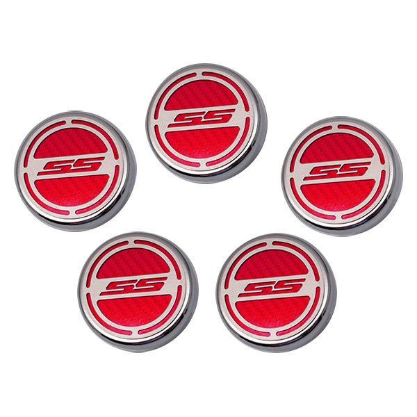 American Car Craft® - Brushed Cap Cover Set with Red SS Logo