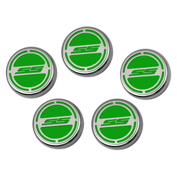 American Car Craft® - Brushed Cap Cover Set with Synergy Green SS Logo
