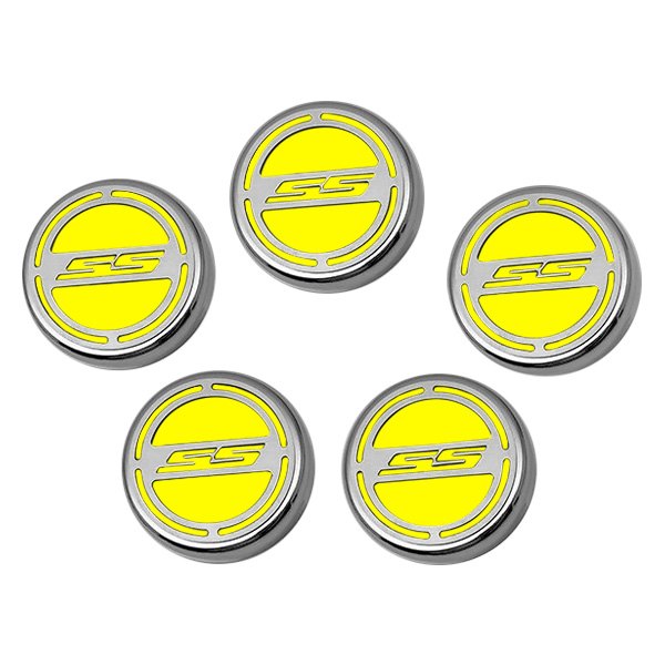 American Car Craft® - Brushed Cap Cover Set with Yellow SS Logo