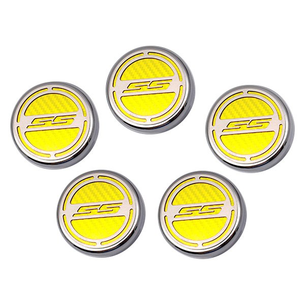 American Car Craft® - Brushed Cap Cover Set with Yellow SS Logo