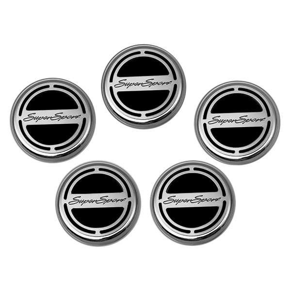 American Car Craft® - Brushed Black Solid Cap Cover Set with Super Sport Logo