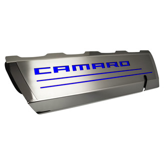 ACC® - Brushed Top Plate for Fuel Rail Covers with Dark Blue Solid Camaro Logo