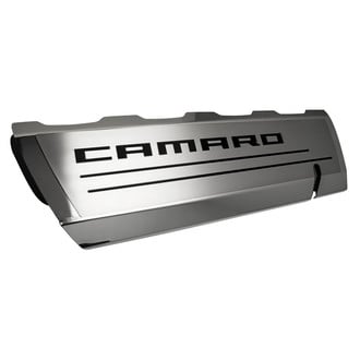 ACC® - Brushed Top Plate for Fuel Rail Covers with Black Solid Camaro Logo