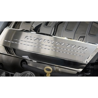 ACC® - Brushed Top Plate for Fuel Rail Covers with White Carbon Fiber Camaro Logo