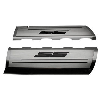 ACC® - Brushed Top Plate for Fuel Rail Covers with Brushed Black Solid SS Logo