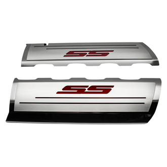 ACC® - Brushed Top Plate for Fuel Rail Covers with Garnet Red Solid SS Logo