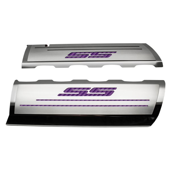 American Car Craft® - Brushed Top Plate for Fuel Rail Covers with Purple SS Logo