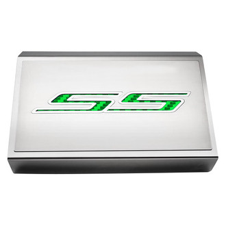 ACC® - Brushed Fuse Box Plate with Green Carbon Fiber SS Logo