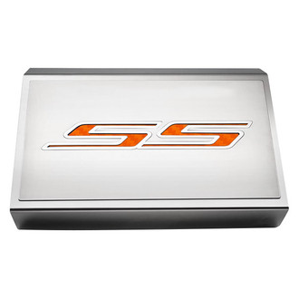 ACC® - Brushed Fuse Box Plate with Orange Carbon Fiber SS Logo