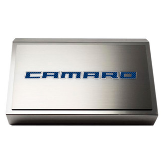 ACC® - Polished Fuse Box Plate with Blue Carbon Fiber Camaro Logo