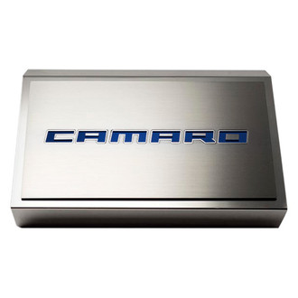 ACC® - Polished Fuse Box Plate with Dark Blue Solid Camaro Logo