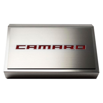 ACC® - Polished Fuse Box Plate with Garnet Red Solid Camaro Logo