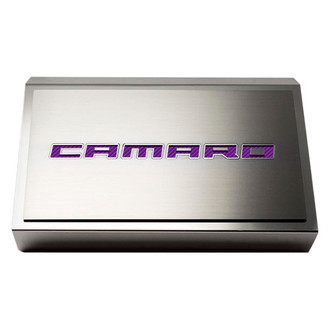 ACC® - Polished Fuse Box Plate with Purple Carbon Fiber Camaro Logo