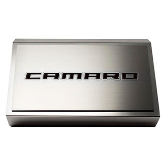 ACC® - Polished Fuse Box Plate with Black Solid Camaro Logo
