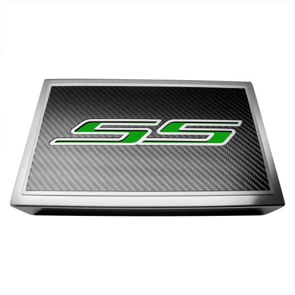 American Car Craft® - Polished Fuse Box Plate with Synergy Green SS Logo