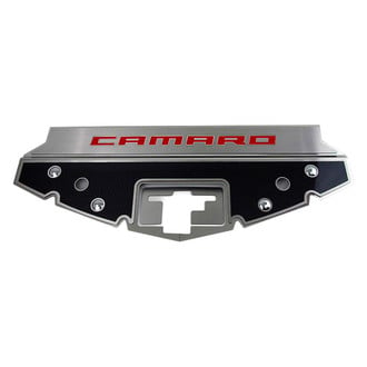 ACC® - GM Licensed Series Non-Illuminated Carbon Fiber Front Header Plate with Red Carbon Fiber Camaro Logo