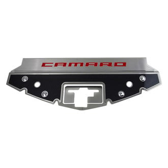 ACC® - GM Licensed Series Non-Illuminated Carbon Fiber Front Header Plate with White Carbon Fiber Camaro Logo