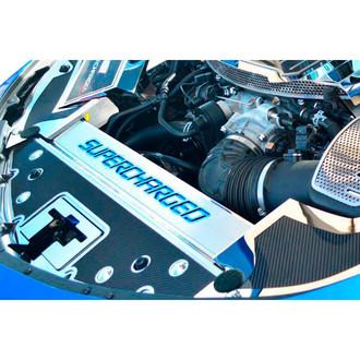 ACC® - Carbon Fiber Front Header Insert with Blue Illuminated "Supercharged" Logo