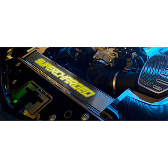 ACC® - Carbon Fiber Front Header Insert with Yellow Illuminated "Supercharged" Logo