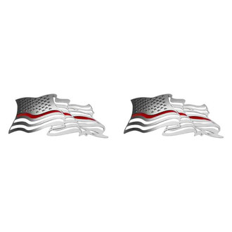 ACC® - Flowing American Flag Polished Driver and Passenger Side Emblems