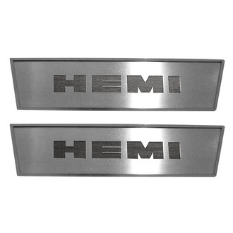 ACC® - GM Licensed Brushed Front Door Badge Plates with Brushed Black HEMI Logo