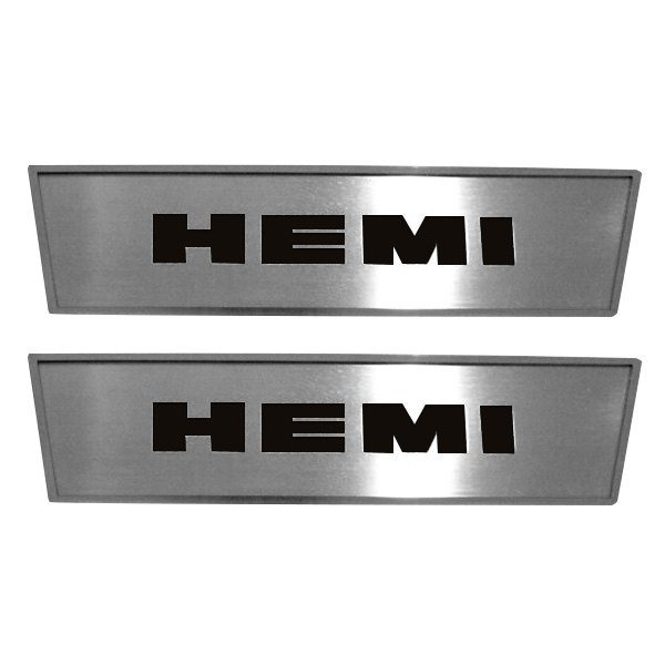 American Car Craft® - GM Licensed Brushed Front Door Badge Plates With HEMI Logo