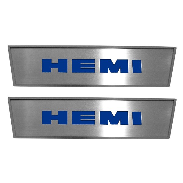 American Car Craft® - GM Licensed Brushed Front Door Badge Plates With HEMI Logo