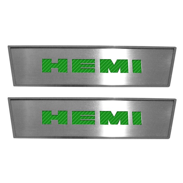 American Car Craft® - GM Licensed Brushed Front Door Badge Plates With HEMI Logo