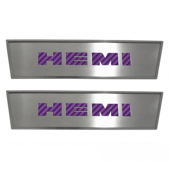 ACC® - GM Licensed Brushed Front Door Badge Plates with Purple HEMI Logo