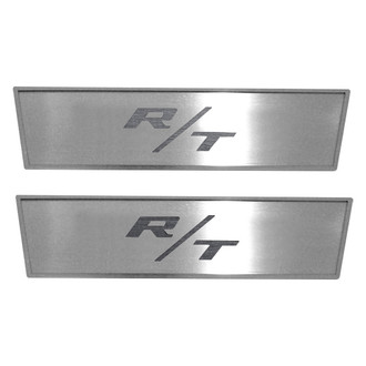 ACC® - MOPAR Licensed Brushed Front Door Badge Plates with Brushed Black R/T Logo