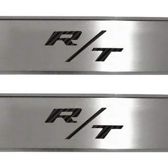 ACC® - MOPAR Licensed Brushed Front Door Badge Plates with Black R/T Logo