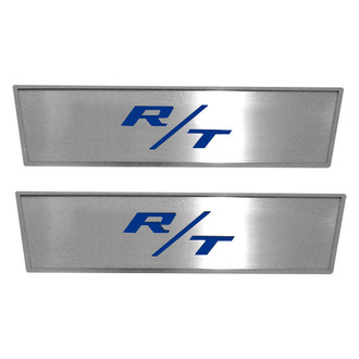 ACC® - MOPAR Licensed Brushed Front Door Badge Plates with Dark Blue R/T Logo