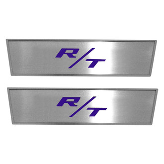 ACC® - MOPAR Licensed Brushed Front Door Badge Plates with Plum Crazy Purple R/T Logo