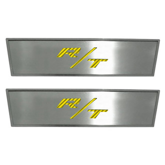 ACC® - MOPAR Licensed Brushed Front Door Badge Plates with Yellow R/T Logo