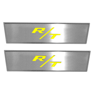 ACC® - MOPAR Licensed Brushed Front Door Badge Plates with Yellow R/T Logo