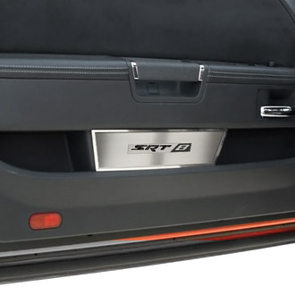 ACC® - MOPAR Licensed Brushed Door Badge Plates with Black SRT8 Logo
