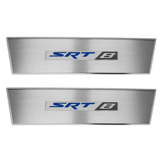 ACC® - MOPAR Licensed Brushed Door Badge Plates with Dark Blue SRT8 Logo