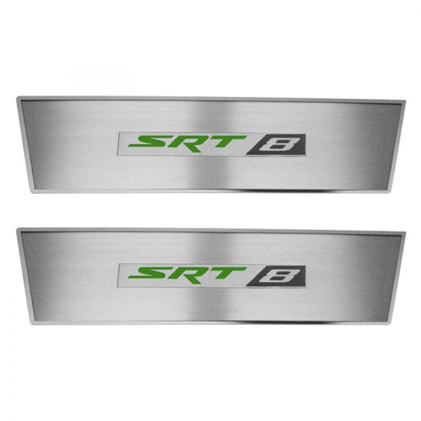 American Car Craft® - MOPAR Licensed Brushed Door Badge Plates With SRT8 Logo