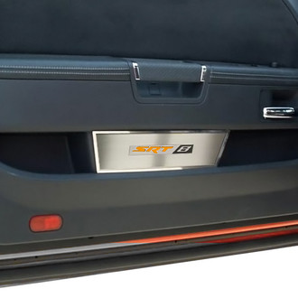 ACC® - MOPAR Licensed Brushed Door Badge Plates with HEMI Orange SRT8 Logo