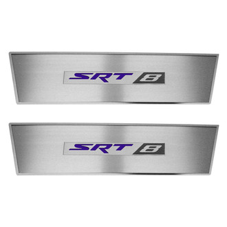 ACC® - MOPAR Licensed Brushed Door Badge Plates with Plum Crazy Purple SRT8 Logo