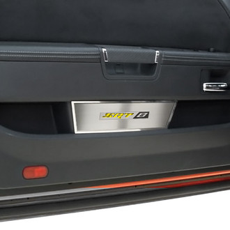 ACC® - MOPAR Licensed Brushed Door Badge Plates with Yellow SRT8 Logo
