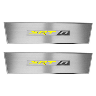 ACC® - MOPAR Licensed Brushed Door Badge Plates with Yellow SRT8 Logo