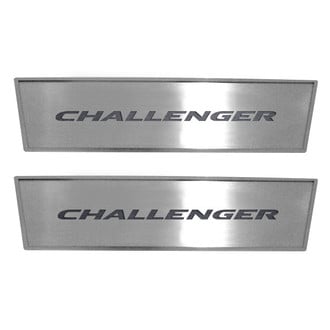 ACC® - MOPAR Licensed Brushed Front Door Badge Plates with Brushed Black Challenger Logo