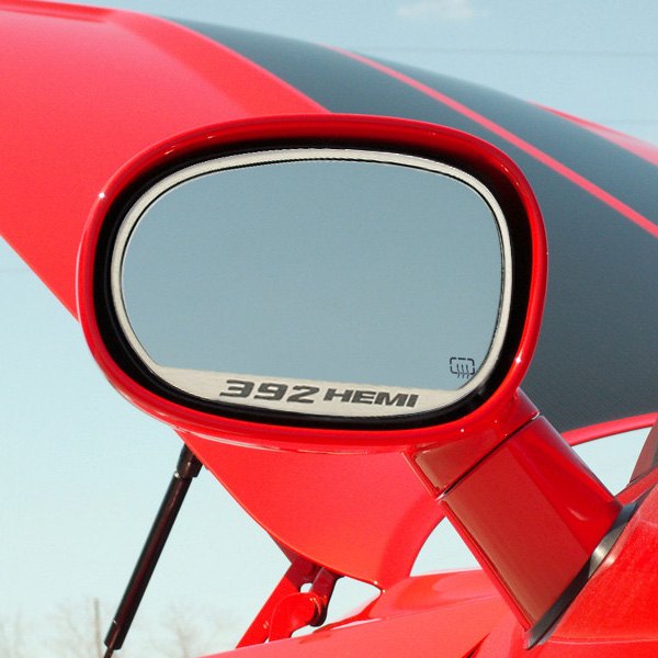 American Car Craft® - Brushed Side View Mirror Trim with 392 HEMI Logo